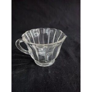Vintage Antique Mid Century Pressed Clear Glass Ribbed Creamer - Federal Glass